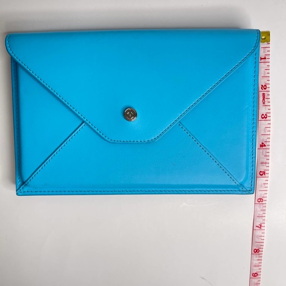 SOLD Bright Aqua Blue Envelope Clutch Minaudiere E-Reader Case Magnetic Closure - Picture 2 of 7